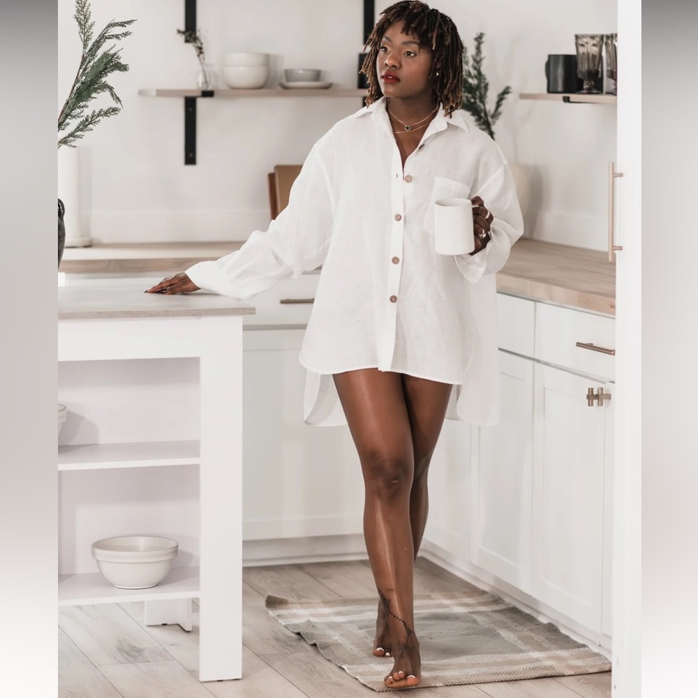 JODI MELISSA White The Hubby 100 Percent Button-Up Shirt XS/S